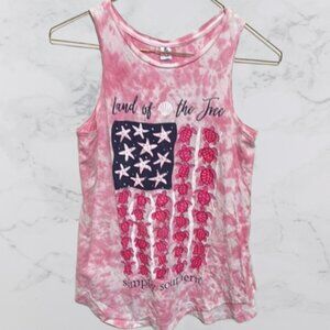 Simply Southern Pink and Blue Tie-Dye Tank Top Size Small